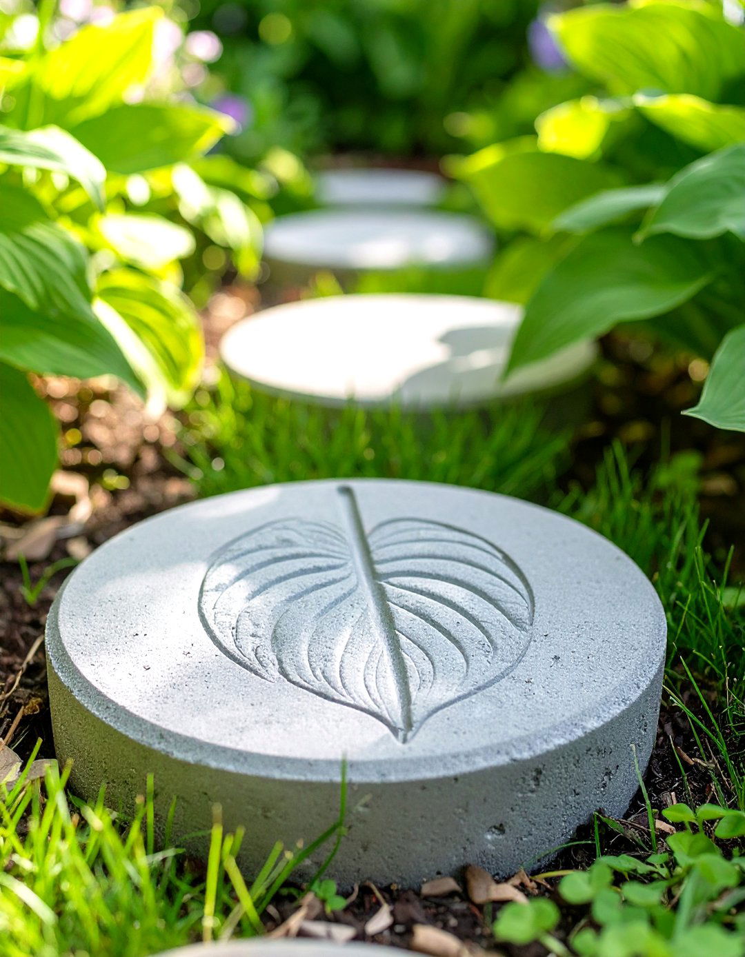 DIY Stepping Stone with Leaf Imprints - 30 outdoor  decorations ideas diy