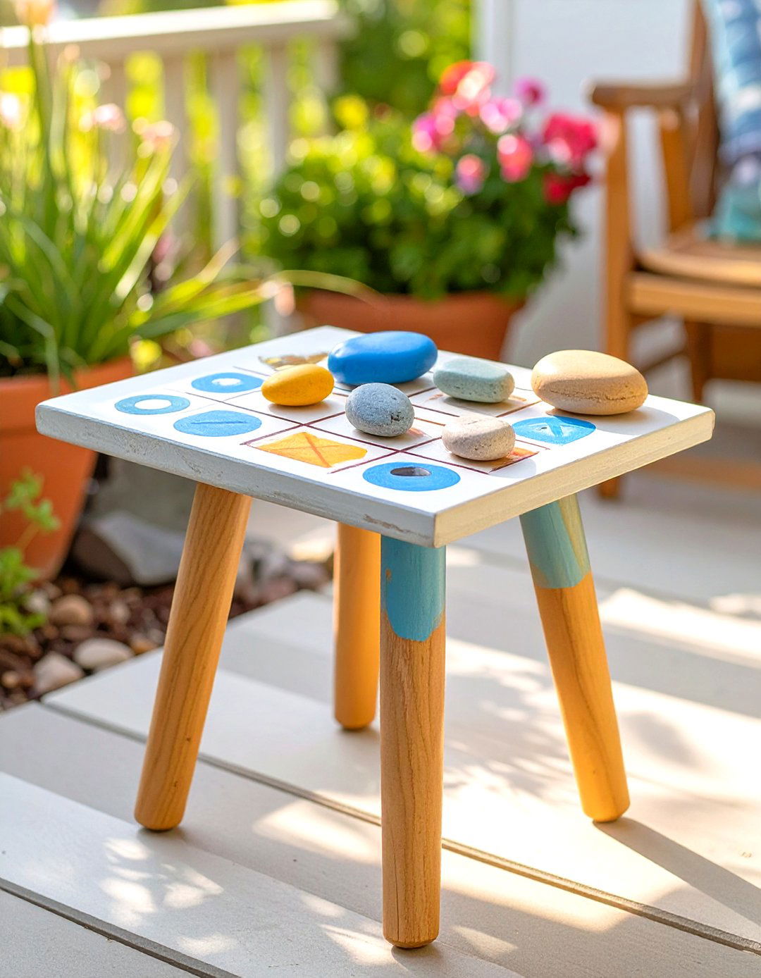 DIY Tic Tac Toe Game Table for a Small Patio - 30 small patio ideas on a budget