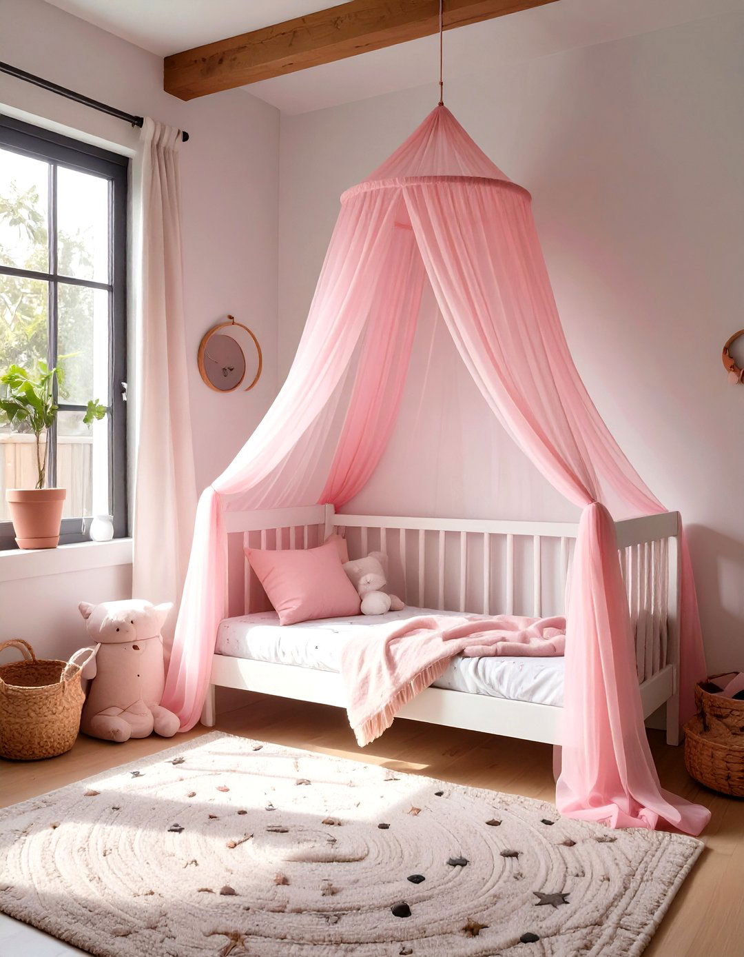 DIY Tulle Bed Canopy - 30 toddler girl room ideas on a budget