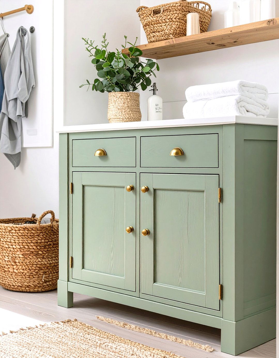 DIY Upcycled Cabinet Storage - 30 utility room diy small laundry room ideas