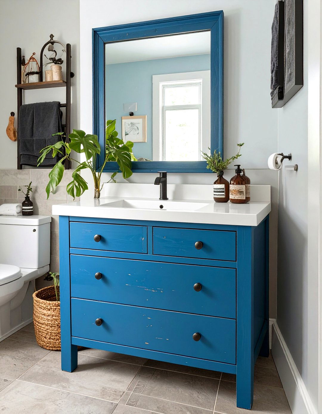 DIY Upcycled Vanity Project - 30 cheap bathroom ideas for small bathrooms