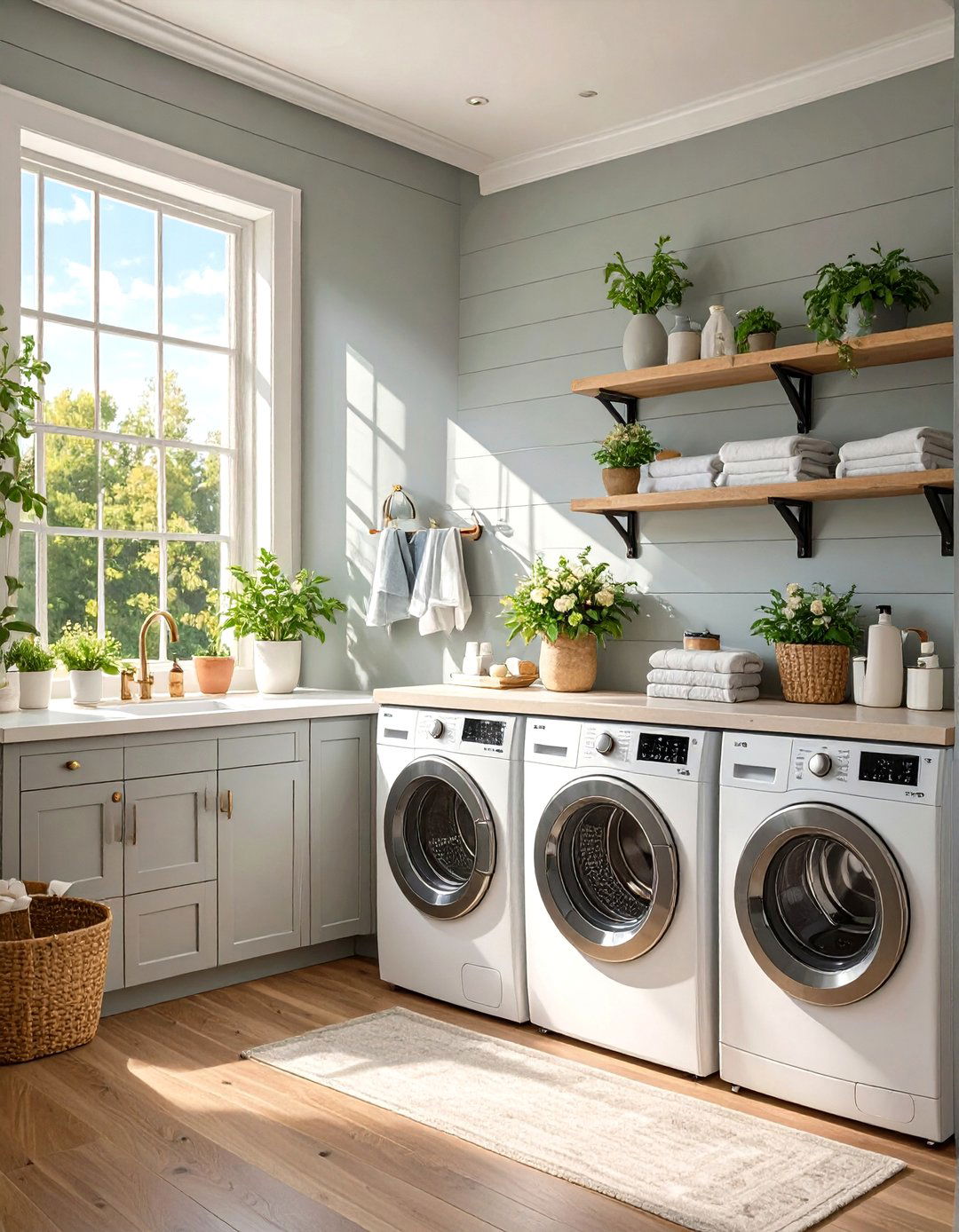 DIY Vertical Shiplap Accent Wall - 30 utility room diy small laundry room ideas
