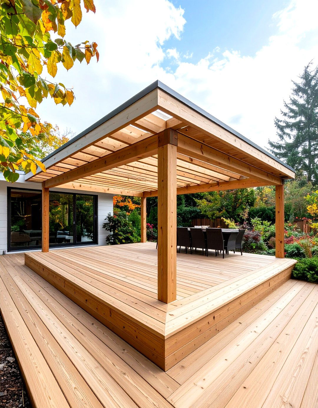 DIY Wood Slat Patio Roof - 30 patio roof ideas attached to house