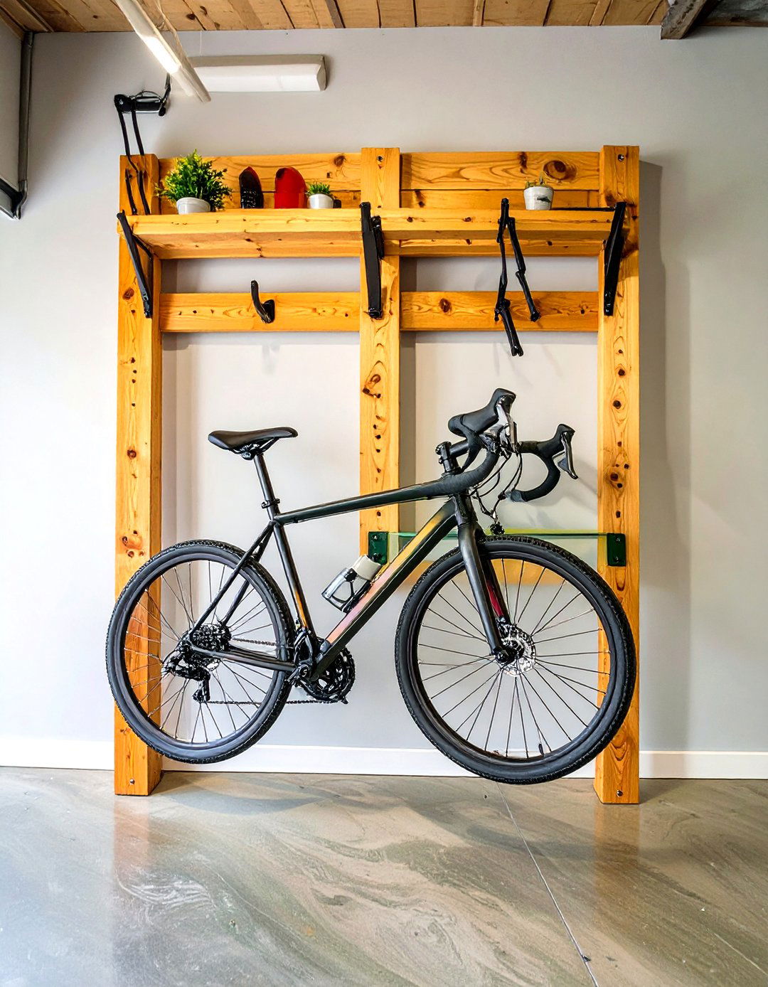 DIY Wooden Bike Rack - 30 wood garage storage ideas