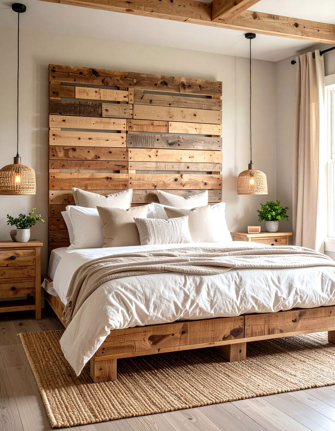 DIY Wooden Headboard - 30 rustic bedroom ideas