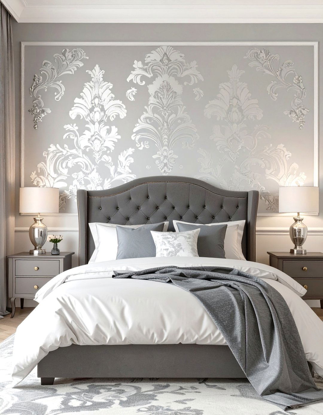 Damask Pattern Wallpaper - 30 wallpaper ideas for bedroom