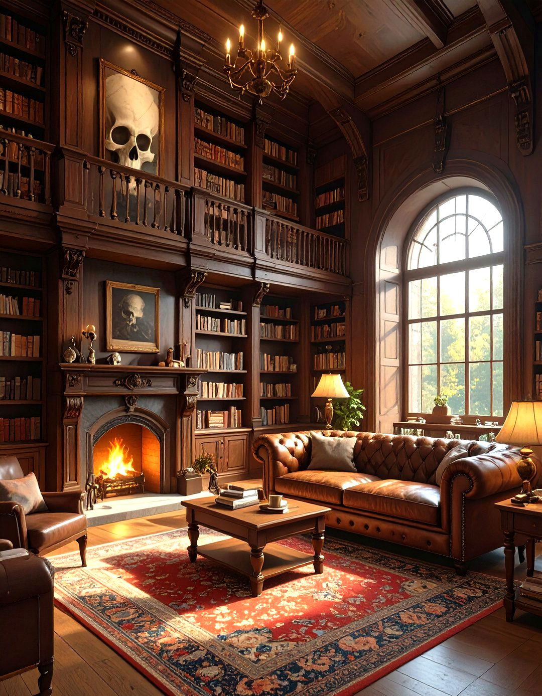 Dark Academia Library Lounge - 30 sims 4 living room ideas