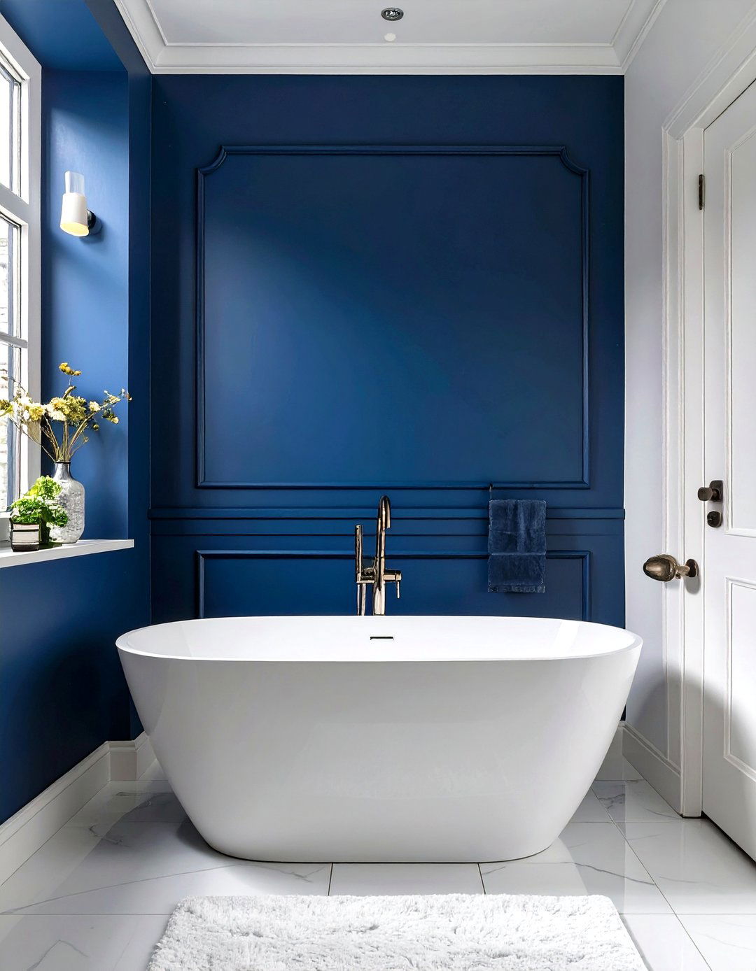 Dark Accent Wall Behind the Tub - 30 small bathroom ideas with tub