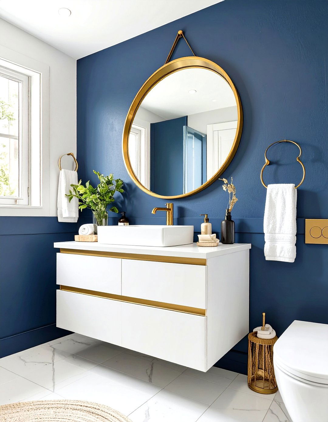 Dark Accent Walls for Depth - 30 small modern bathroom ideas