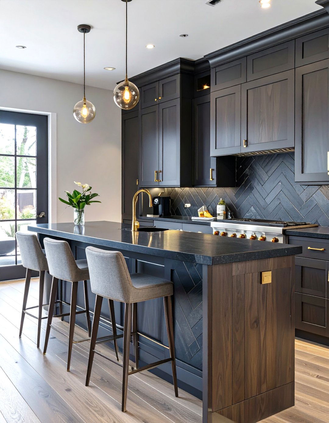 Dark And Moody Slate Tile Bar Backsplash - 30 bar backsplash ideas
