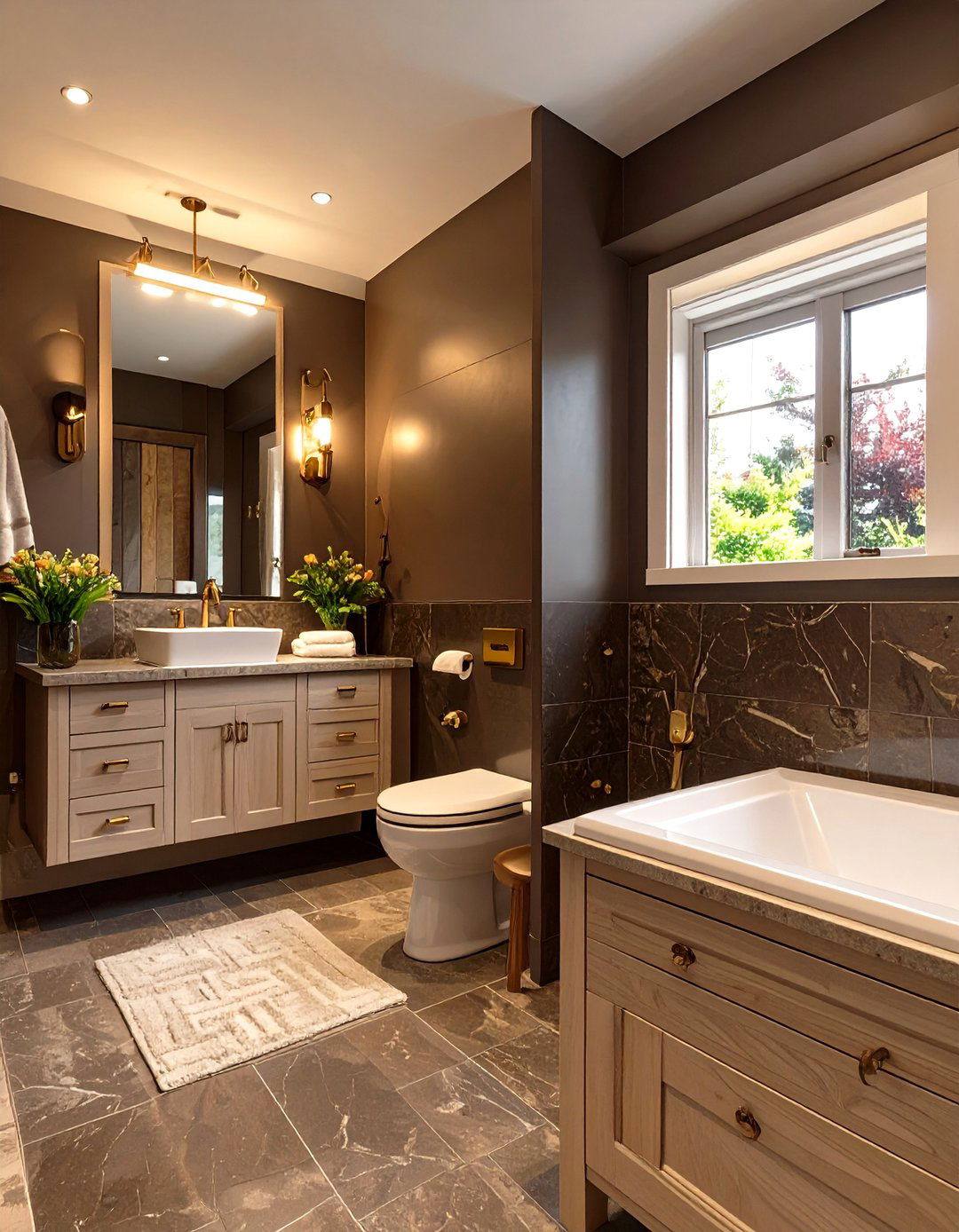 Dark Brown Bathroom for a Cozy Vibe - 30 bathroom painting ideas photos