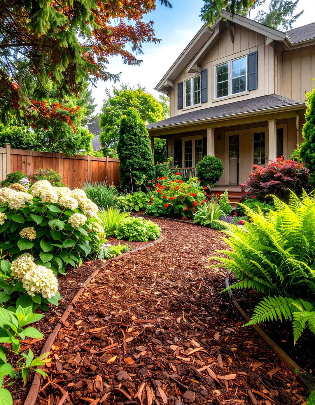 Dark Brown Mulch for a Classic Look - 30 front yard mulch ideas