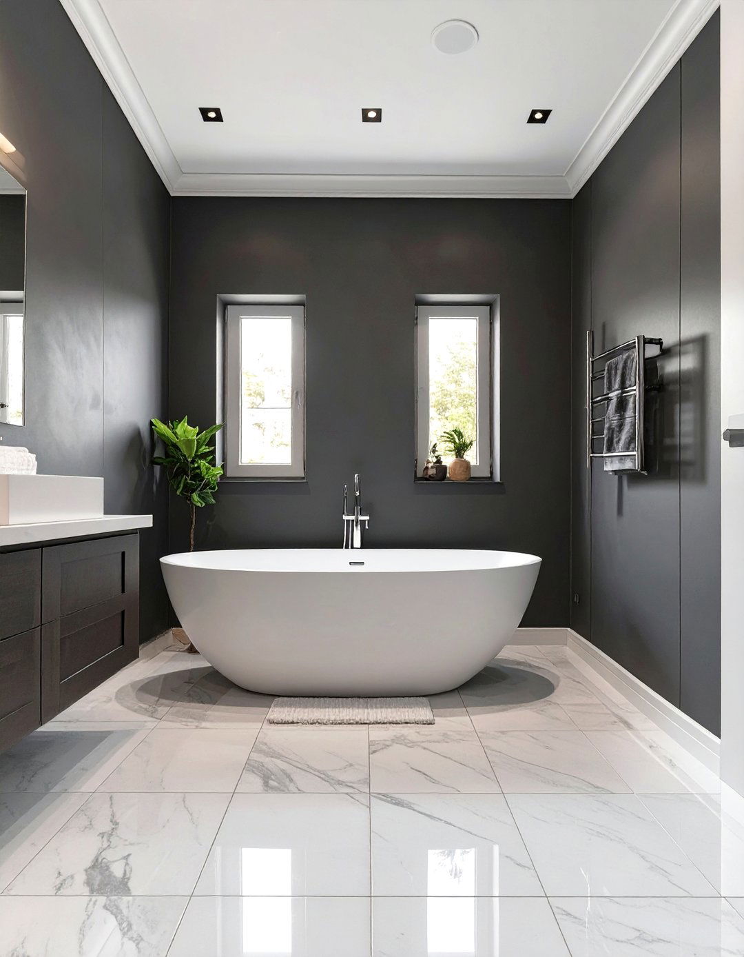Dark Charcoal and White Bathroom - 30 grey and white bathroom ideas