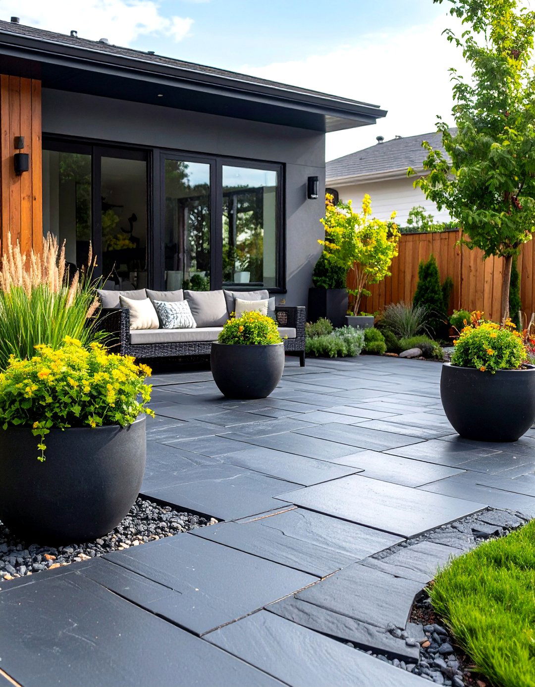 Dark Colored Concrete Paver Patio - 30 paver patio ideas on a budget
