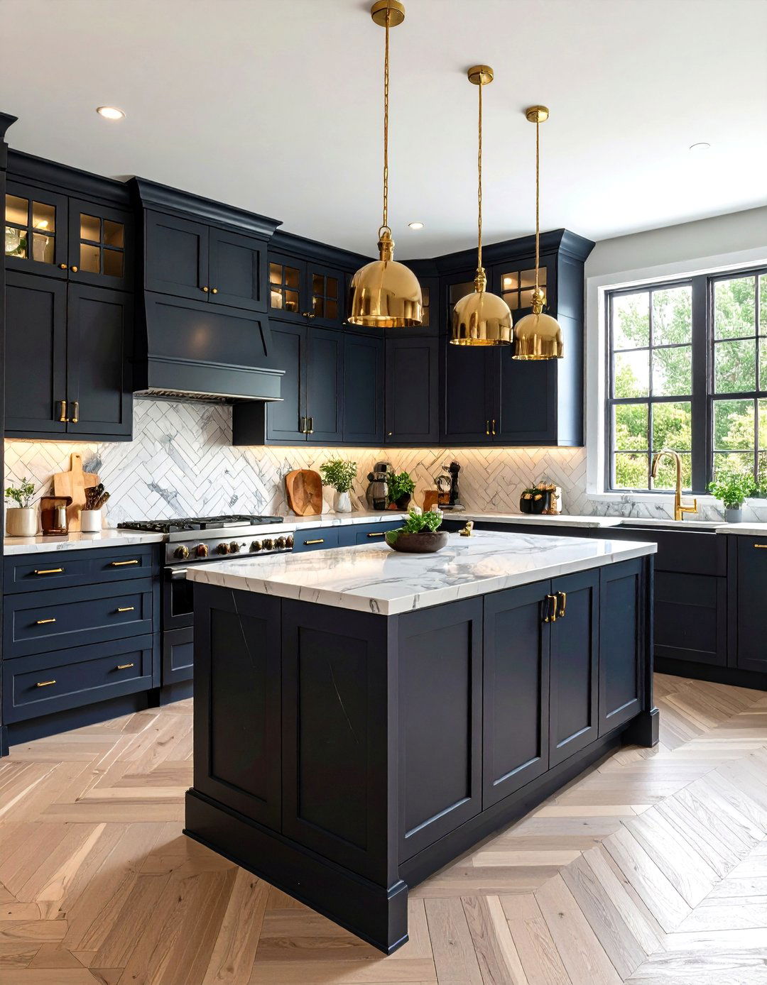 Dark Gray Kitchen Cabinets with Brass Hardware - 30 gray kitchen cabinets ideas