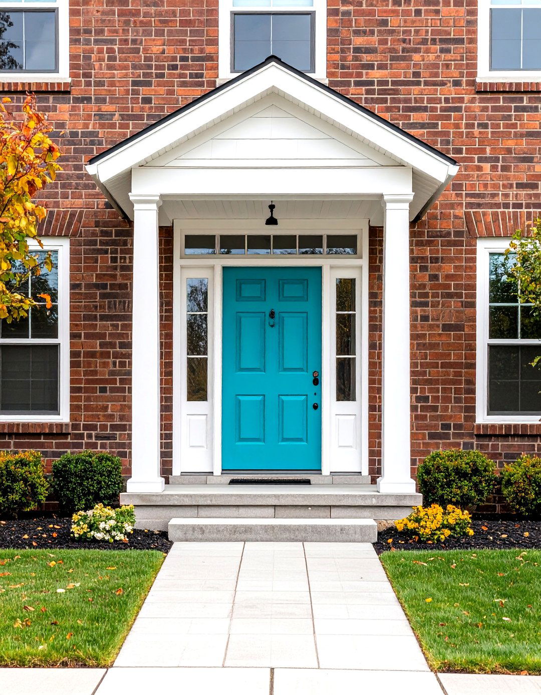 Dark Gray with a Pop of Color Door - 30 exterior brick paint color ideas