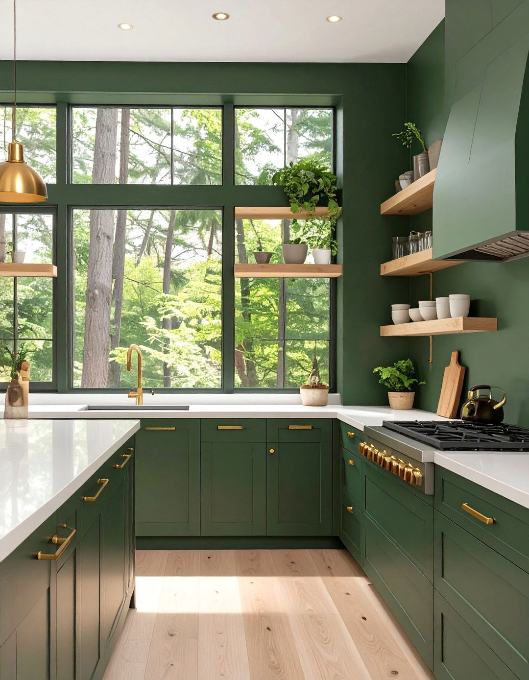 Dark Green Forest Kitchen - 30 dark kitchen ideas
