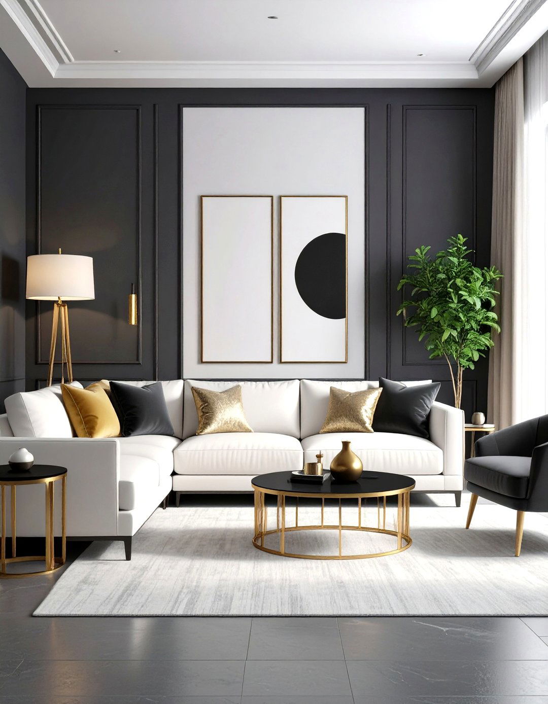 Dark Grey and White Living Room - 30 grey and white living room ideas