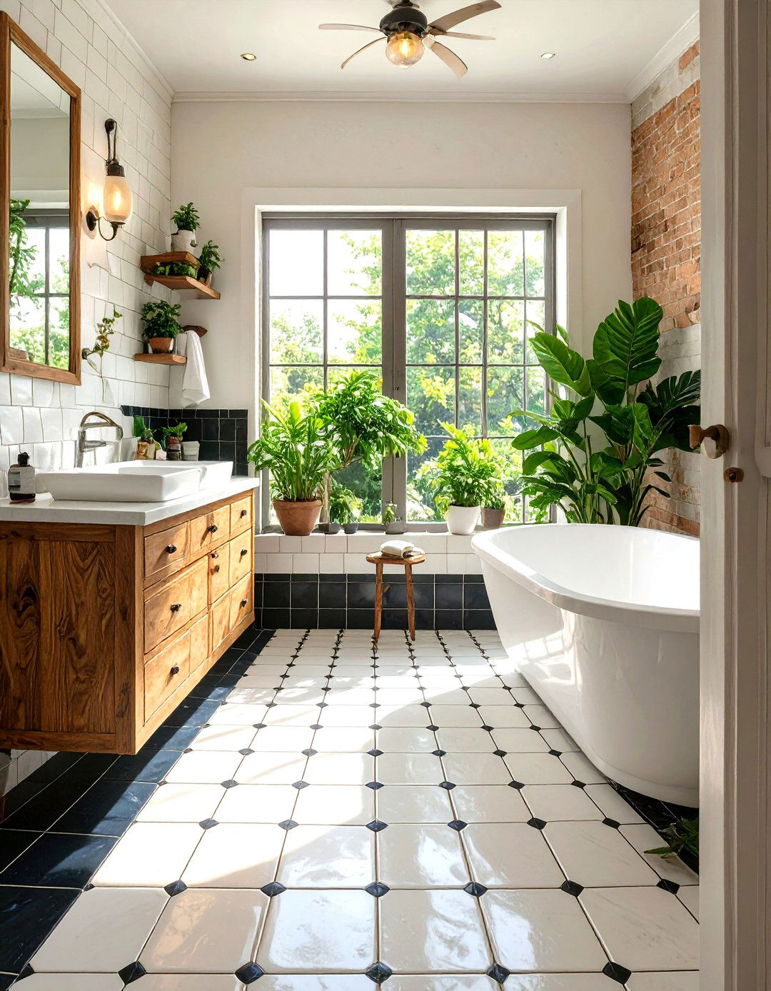 Dark Grout with Light Tiles - 30 small bathroom floor tile ideas