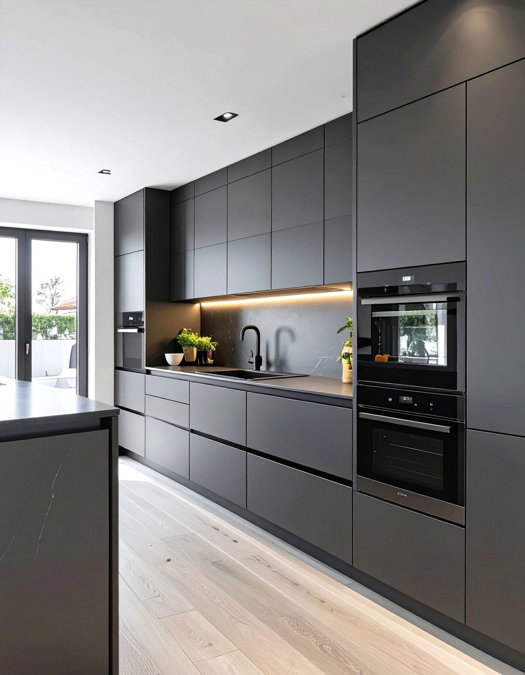 Dark Kitchen with Black Appliances - 30 dark kitchen ideas