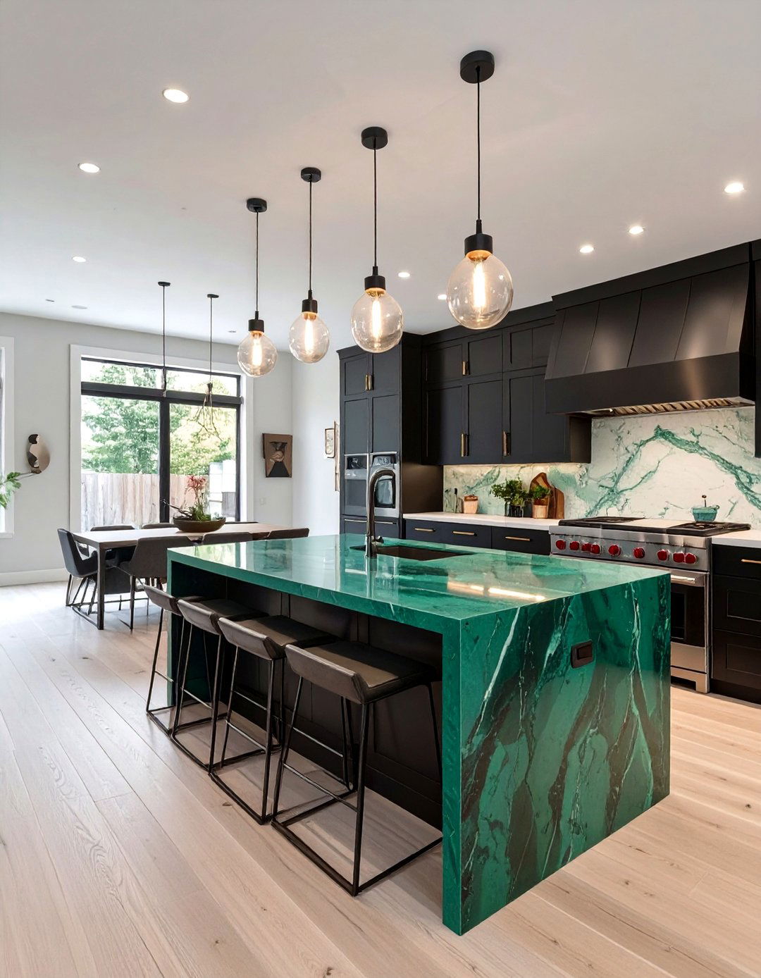 Dark Kitchen with a Colorful Island - 30 dark kitchen ideas