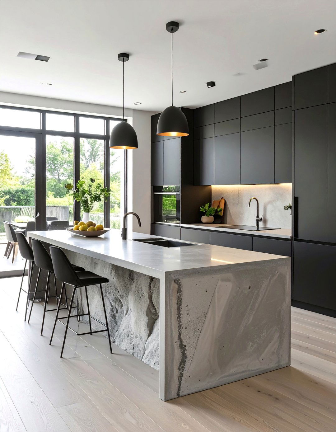 Dark Kitchen with a Concrete Island - 30 dark kitchen ideas