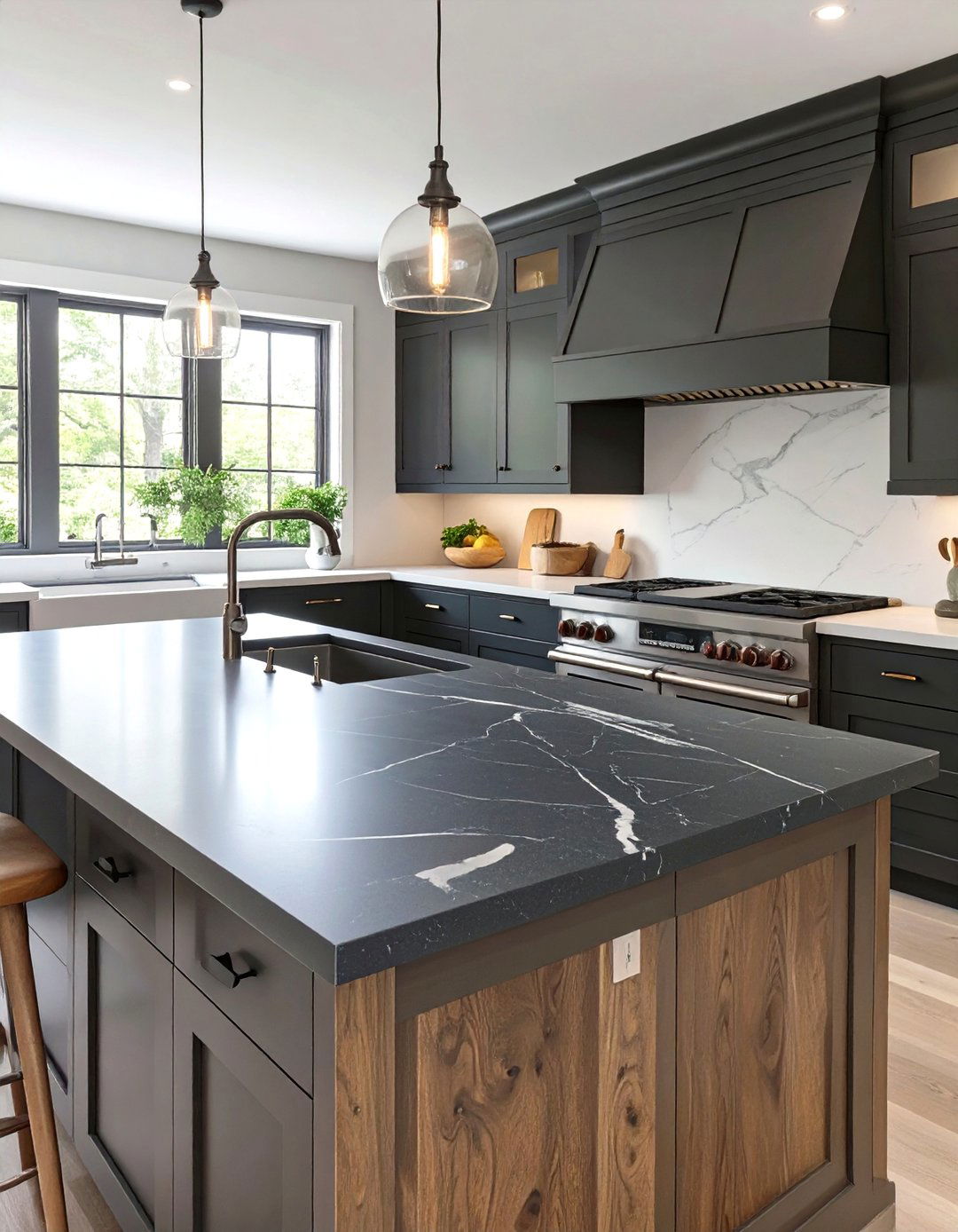 Dark Kitchen with a Soapstone Countertop - 30 dark kitchen ideas