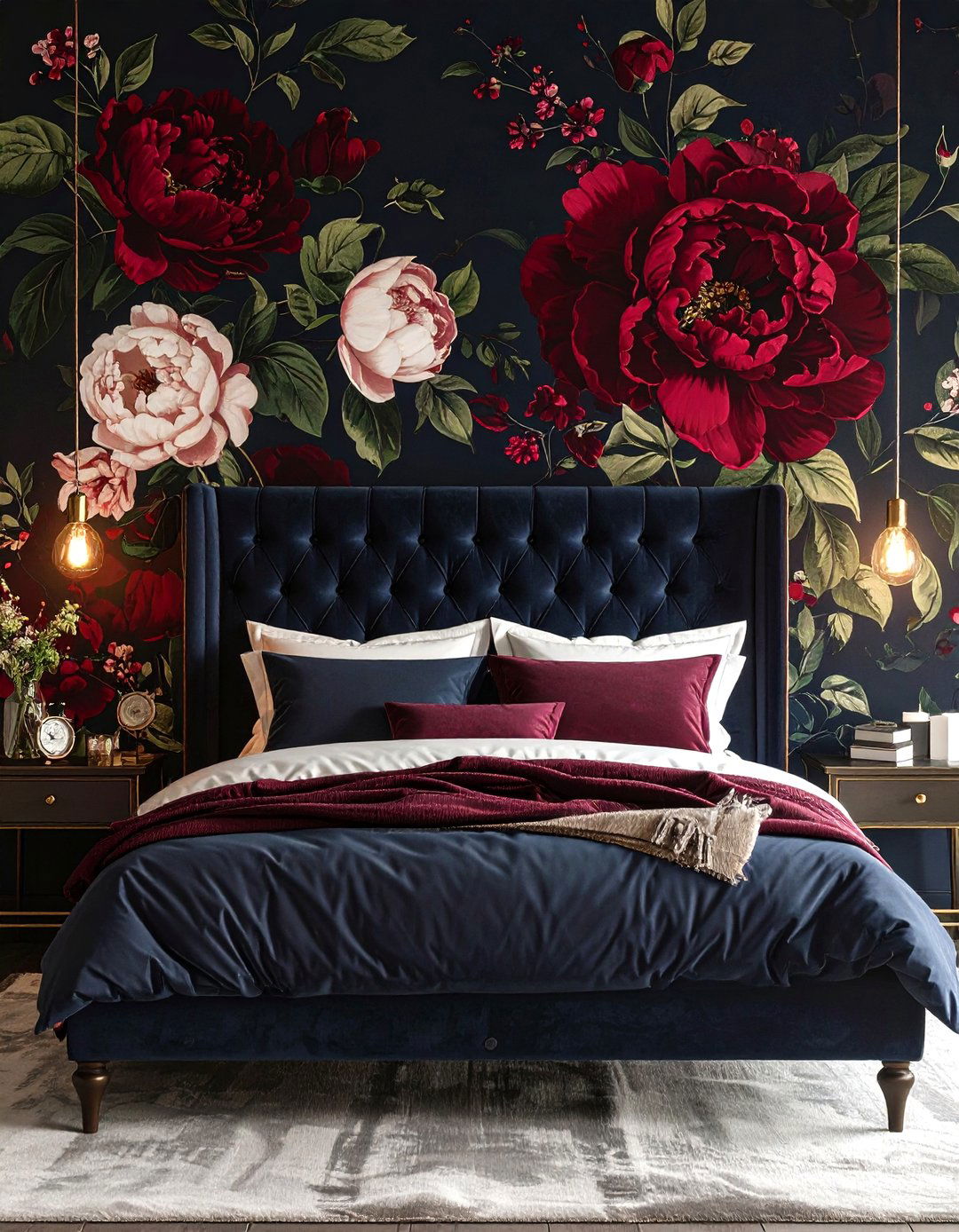 Dark Moody Floral Wallpaper - 30 accent wall ideas for bedroom
