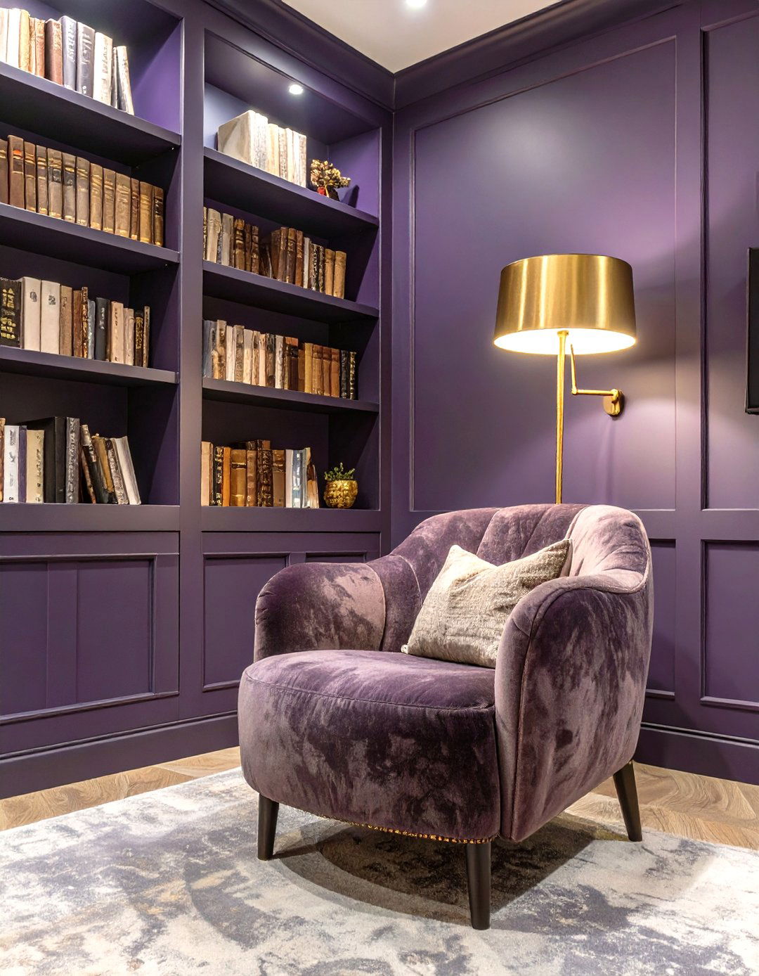 Dark Plum Reading Nook - 30 basement paint color ideas