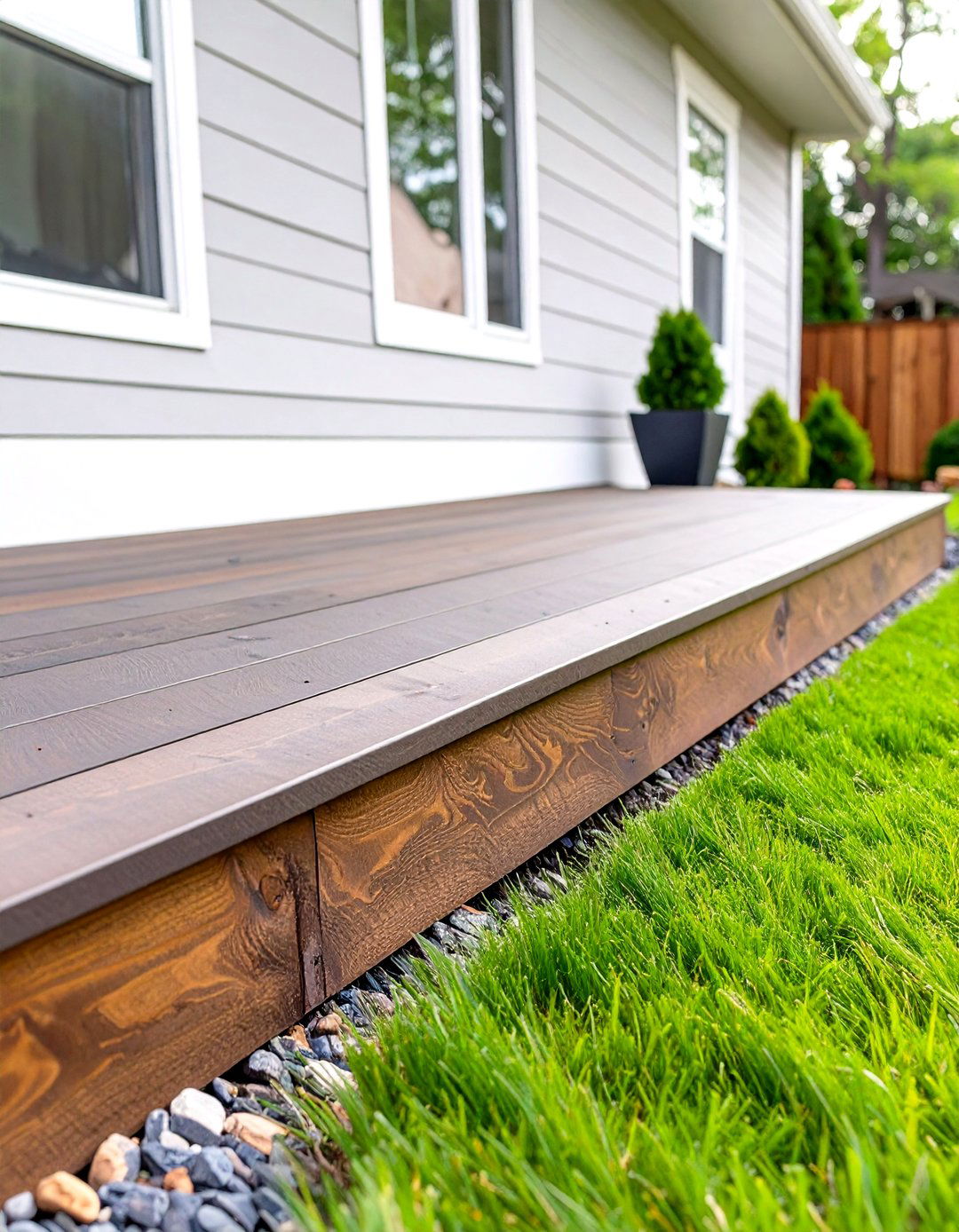 Dark Stained Wood Horizontal Skirting - 30 horizontal deck skirting ideas
