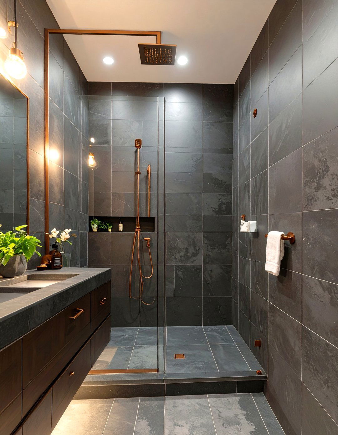 Dark Tile Walk In Shower - 30 master bathroom walk in shower tile ideas
