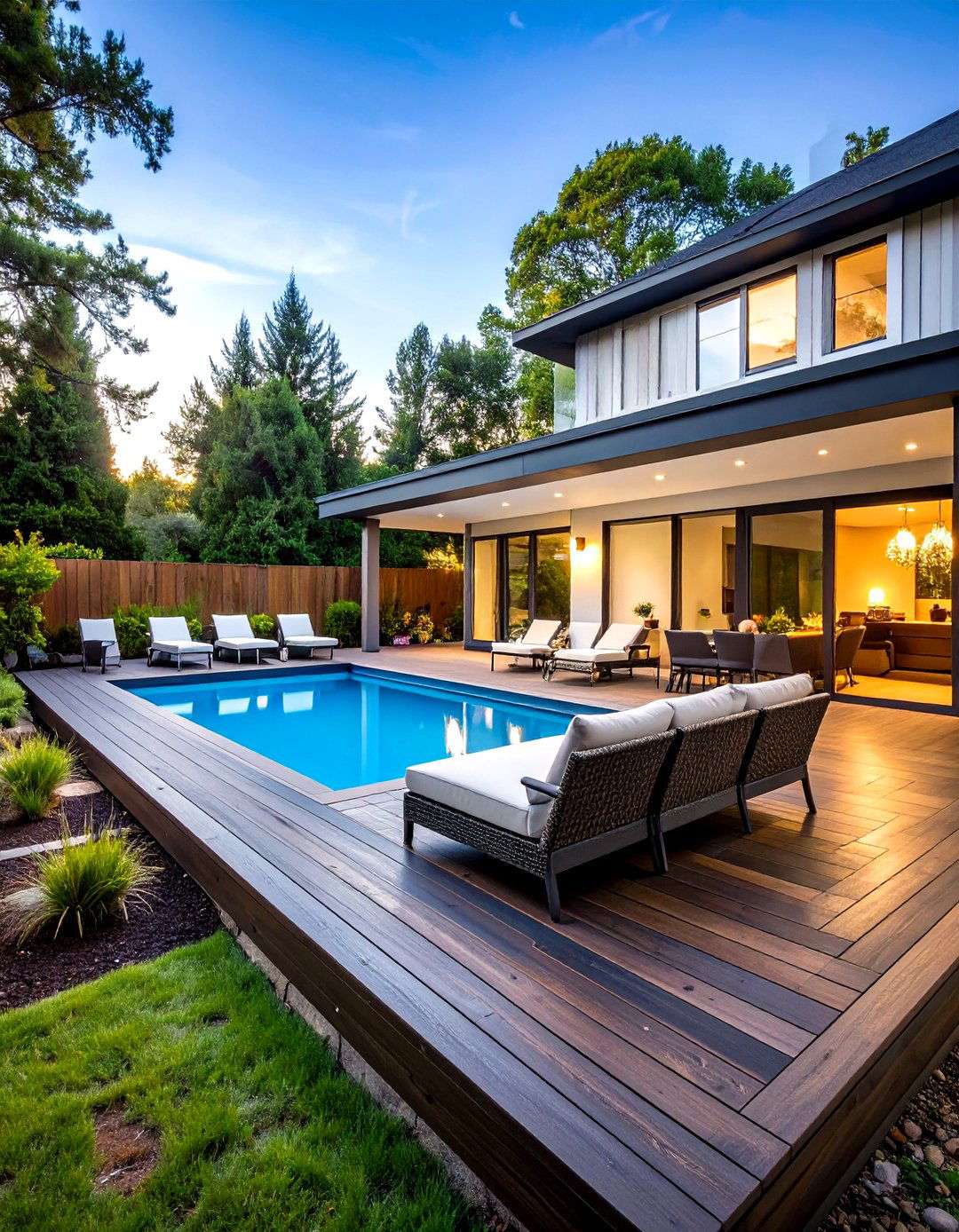 Dark Wood Pool Deck - 30 pool deck ideas