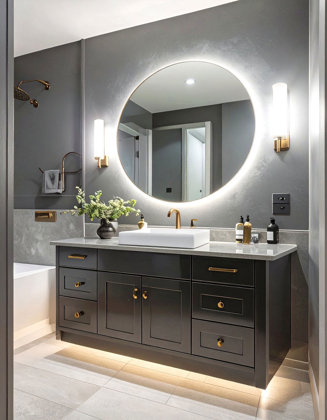 Dark and Dramatic Half Bathroom - 30 half bathroom decor ideas