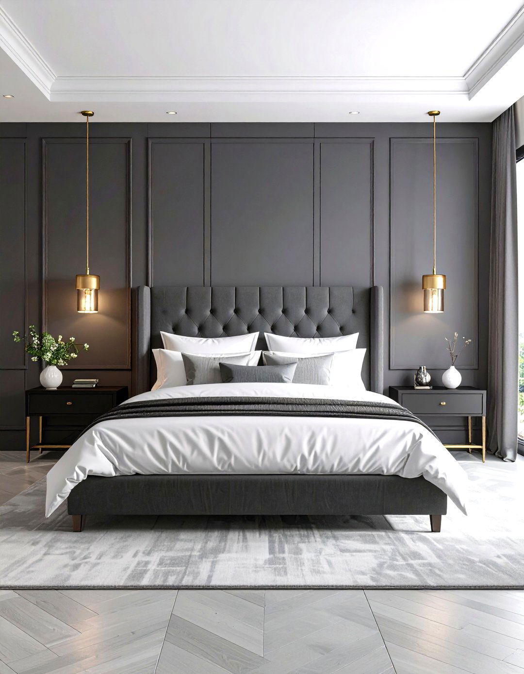 Dark and Moody Accent Wall - 30 romantic modern luxury master bedroom designs