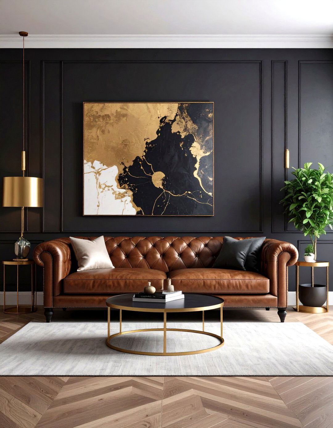 Dark and Moody Accent Wall - 30 elegant living room wall decor ideas