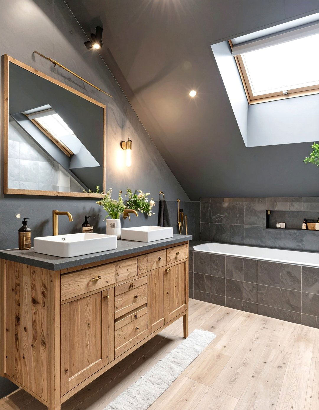 Dark and Moody Attic Bathroom - 30 attic bathroom ideas