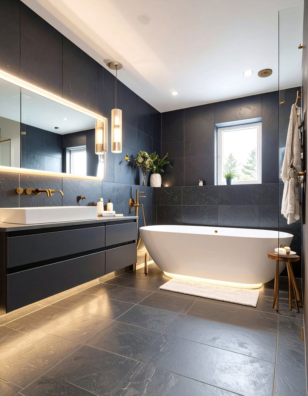 Dark and Moody Bathroom Tile Floor - 30 bathroom tile floor ideas