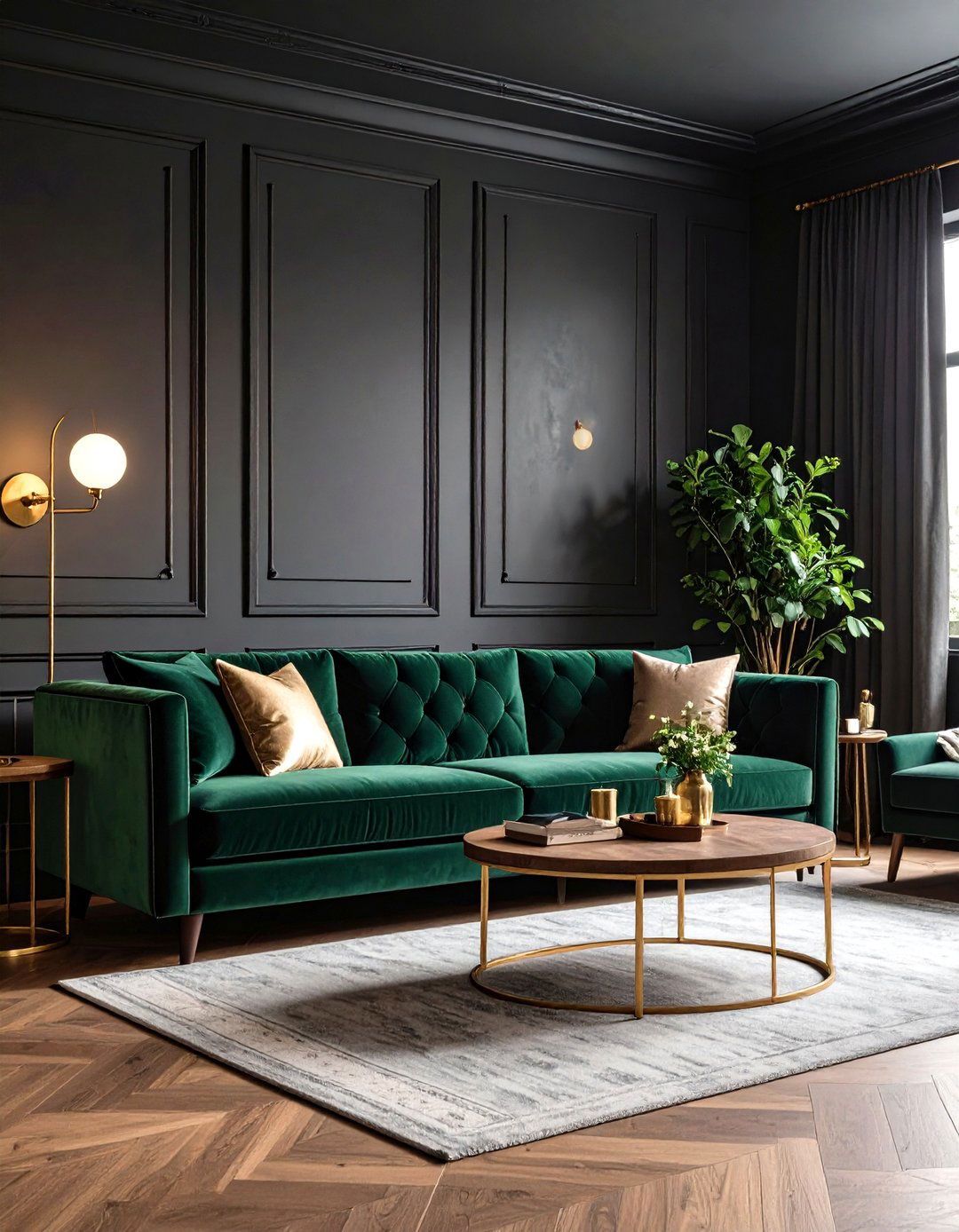 Dark and Moody Charcoal Grey Living Room - 30 grey living room decor ideas