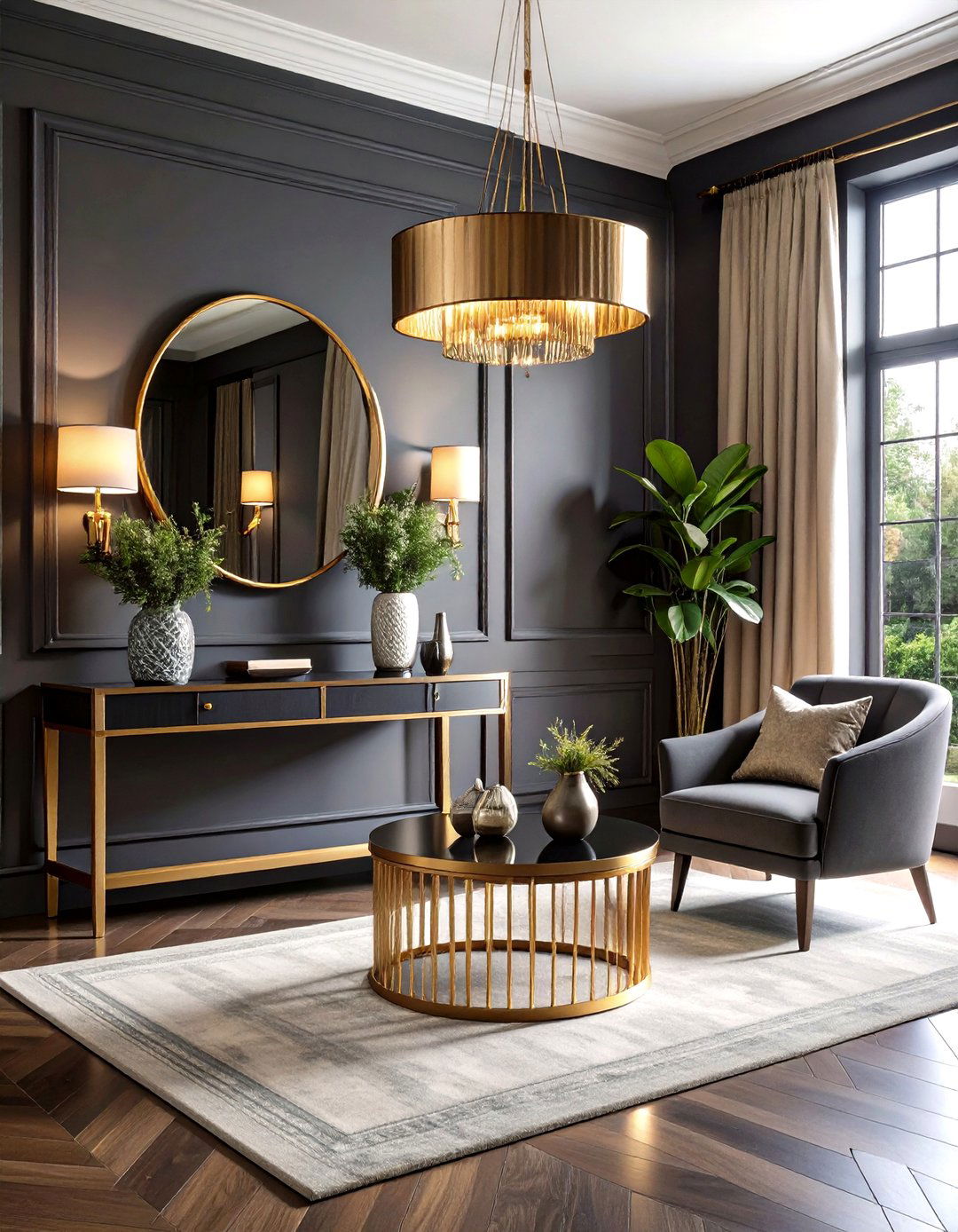 Dark and Moody Foyer Statement - 30 foyer furniture ideas