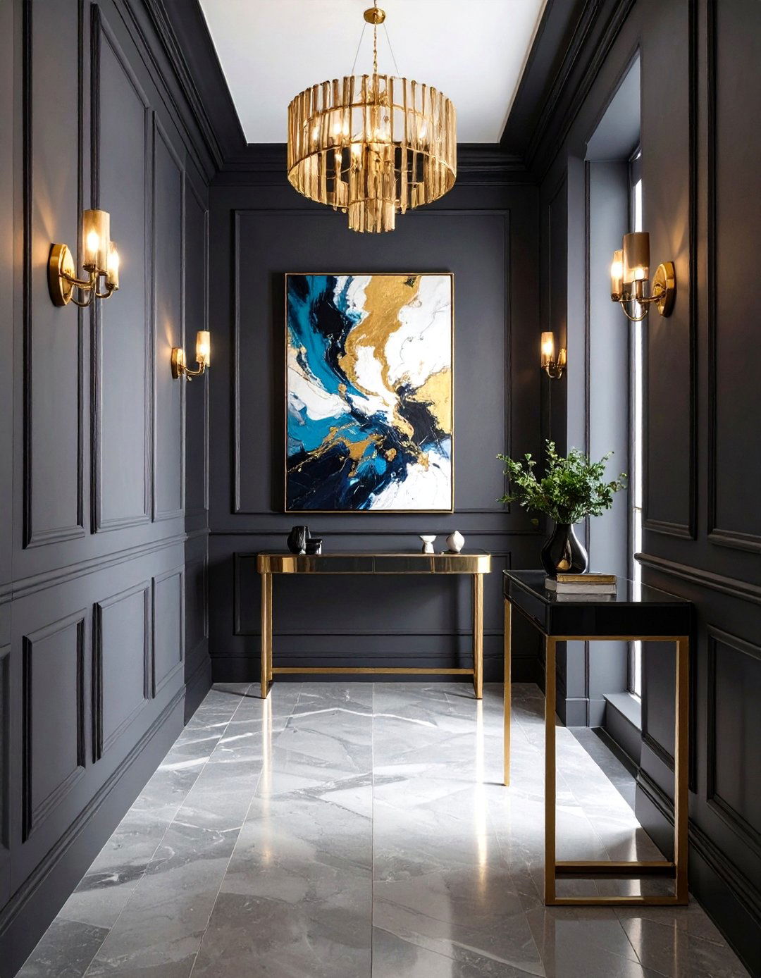 Dark and Moody Hallway - 30 hallway decorating ideas