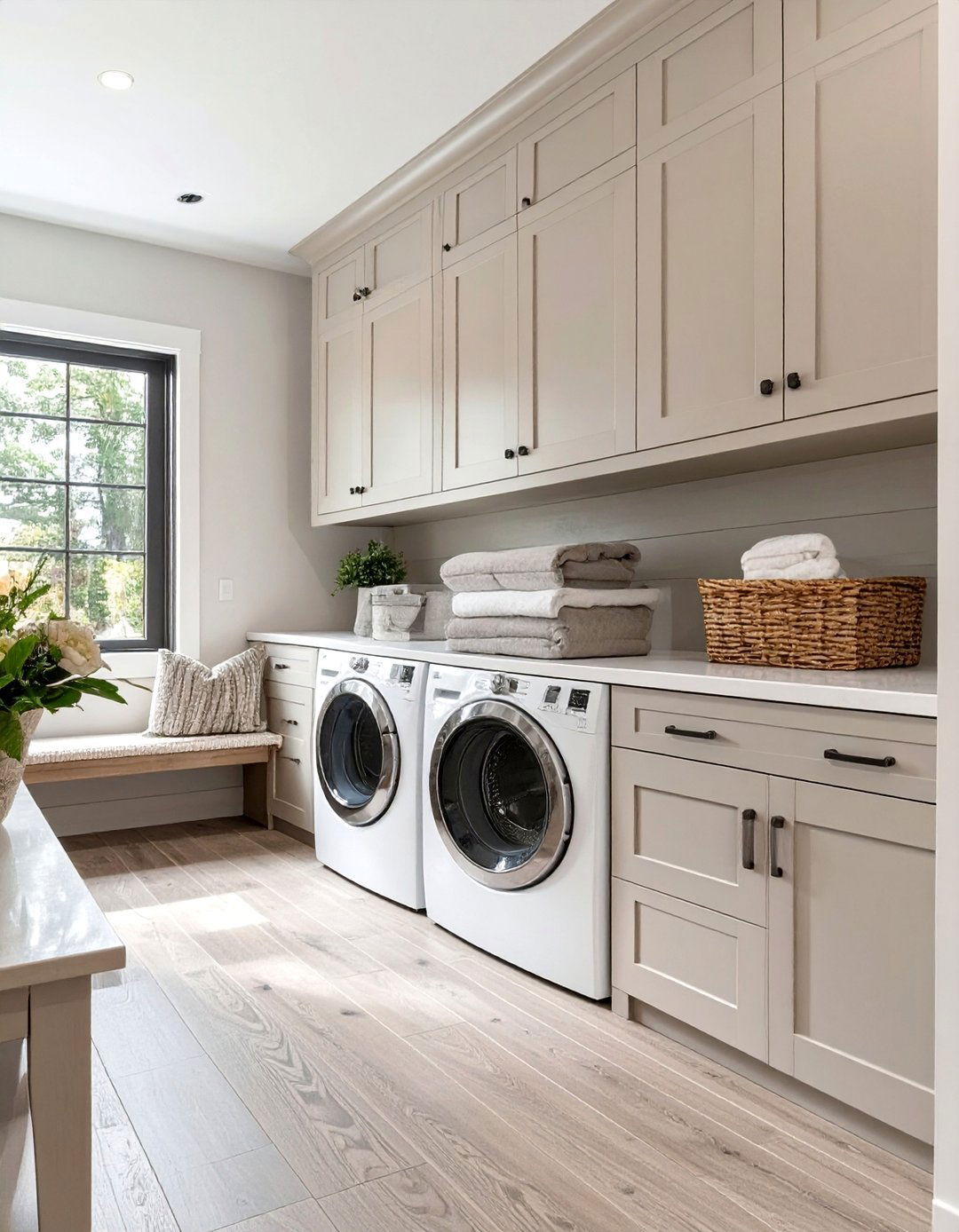 Dark and Moody Laundry Closet - 30 modern stacked laundry room ideas