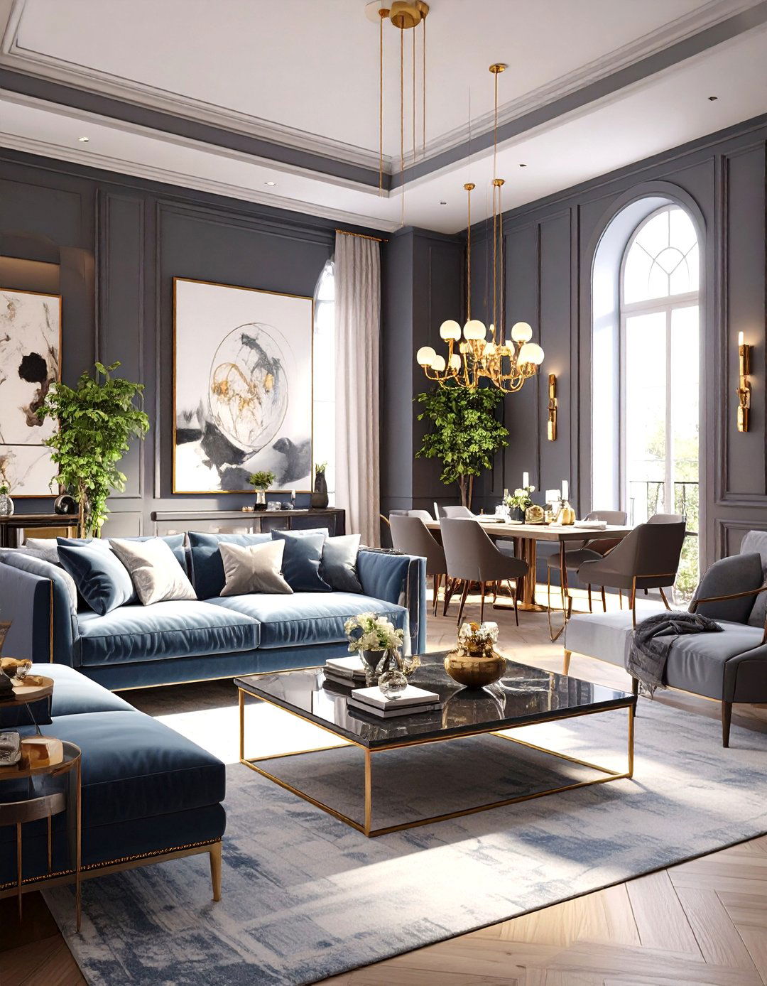 Dark and Moody Living and Dining Room - 30 open concept living room and dining room ideas