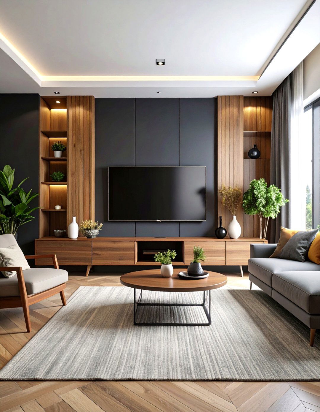 Dark and Moody Painted Accent Wall - 30 living room tv wall ideas