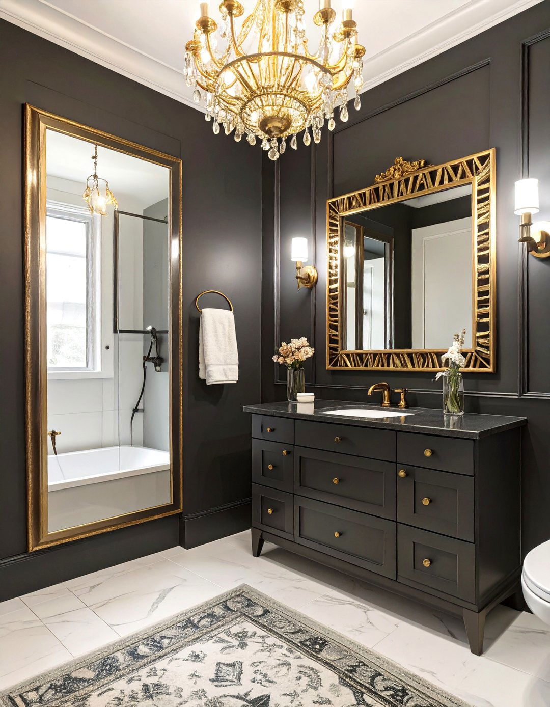 Dark and Moody Painted Bathroom Walls