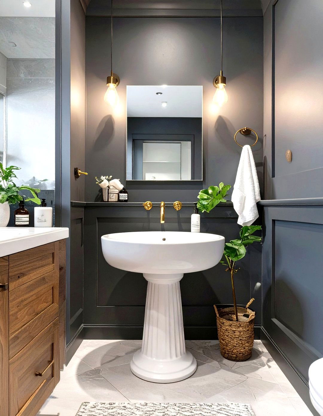 Dark and Moody Wall Color - 30 small bathroom decor ideas