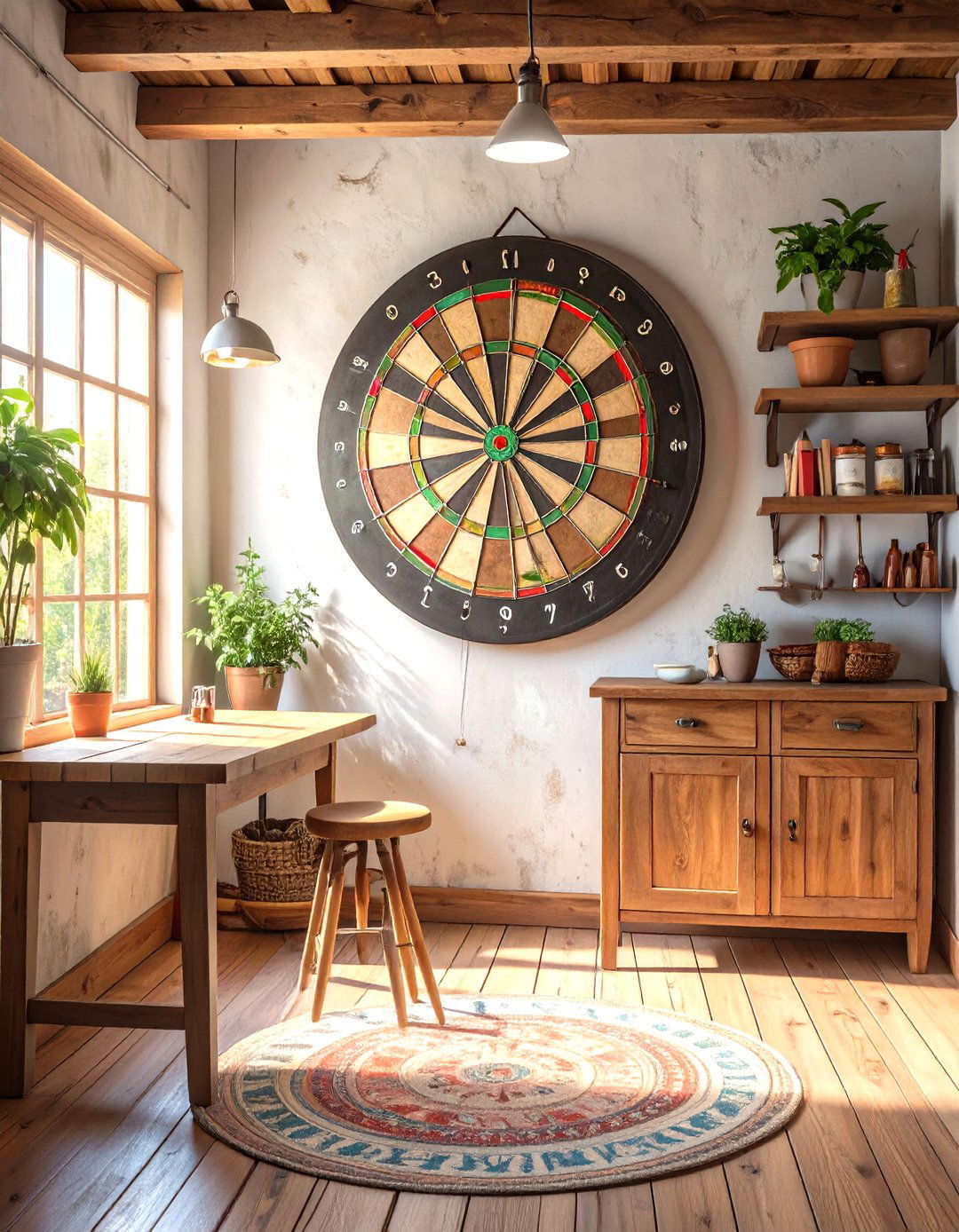 Dartboard and Game Nook - 30 simple garage man cave ideas