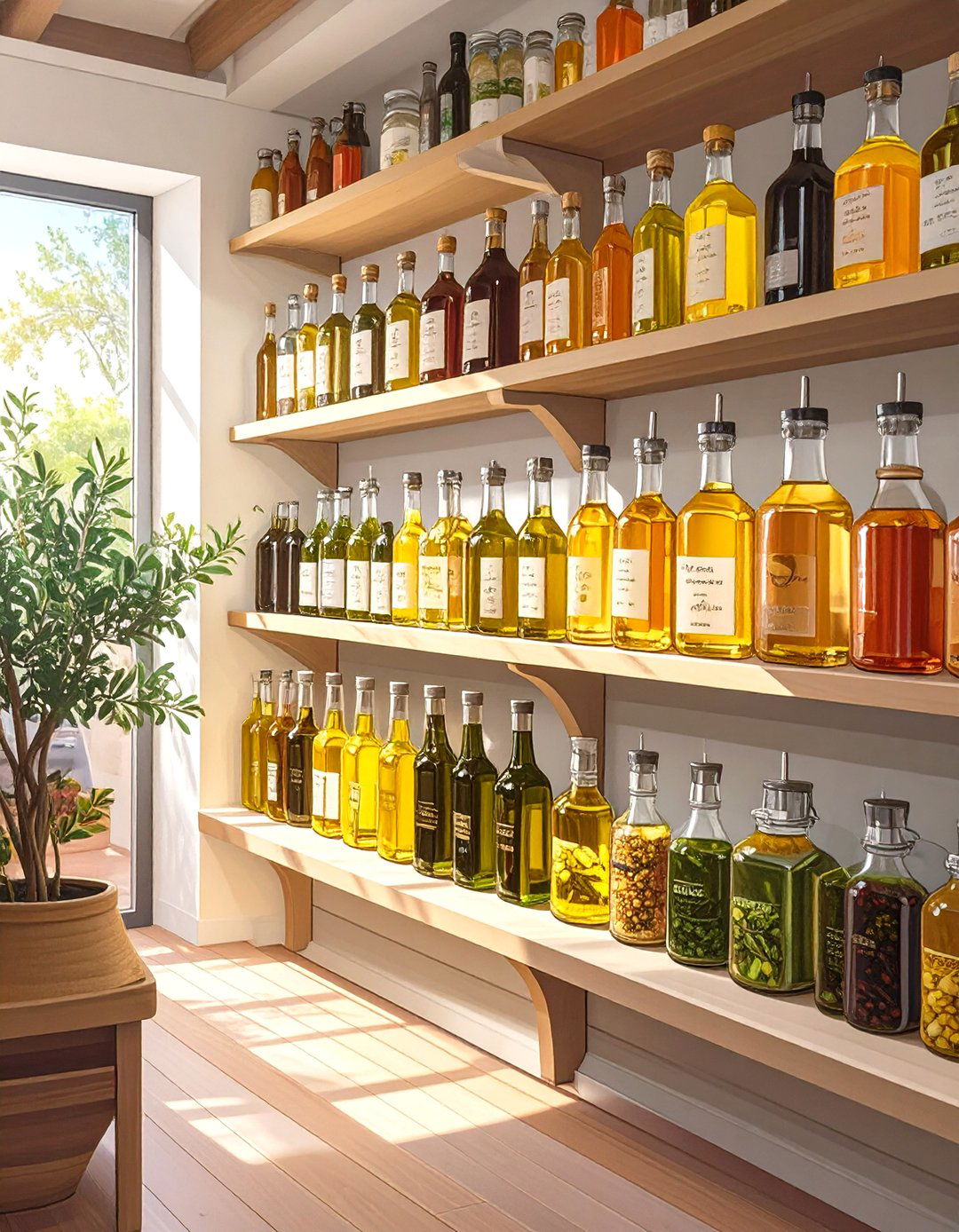 Decanting Oils and Vinegars into Bottles - 30 small pantry organization ideas