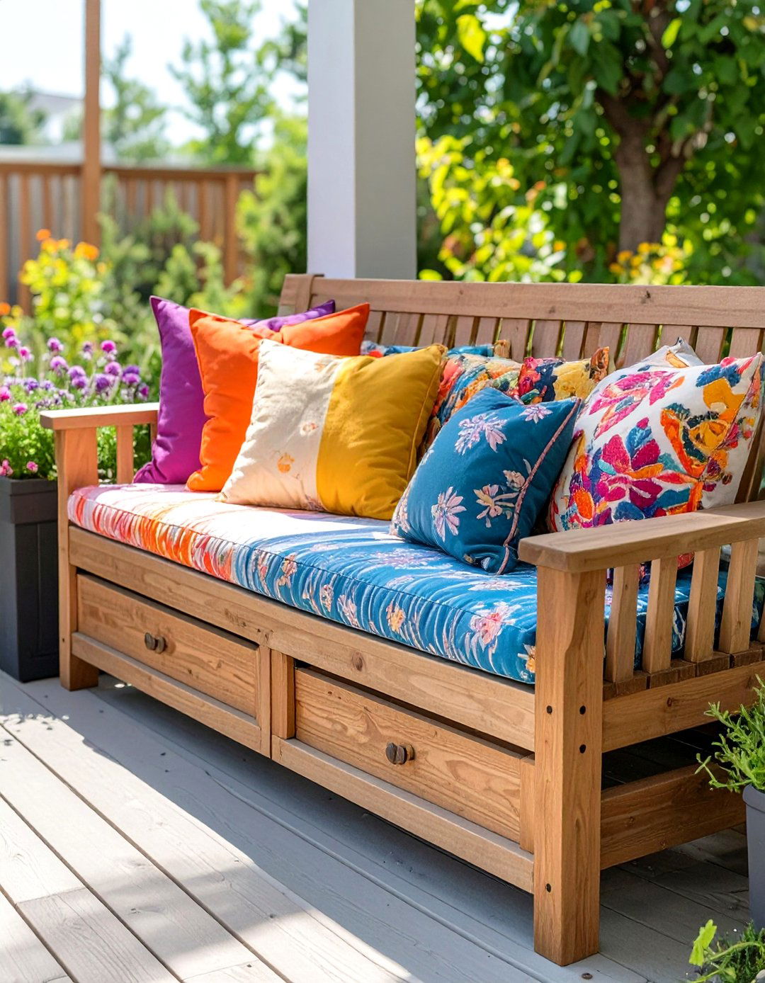 Deck Bench with Built In Storage - 30 deck bench ideas