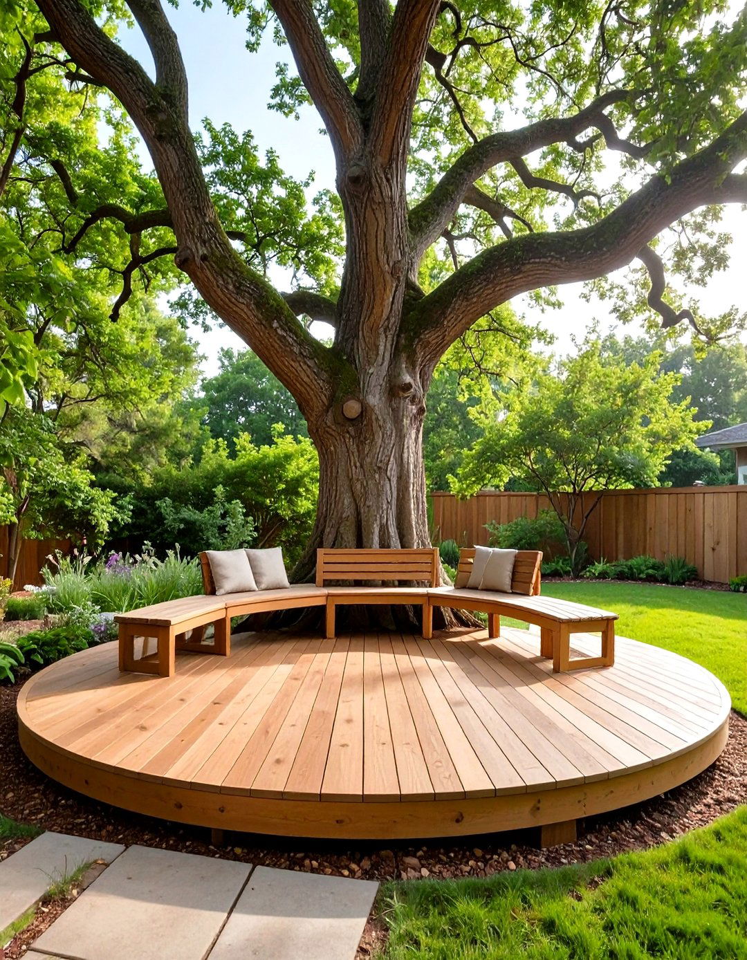Deck Built Around a Tree - 30 simple deck designs  pictures