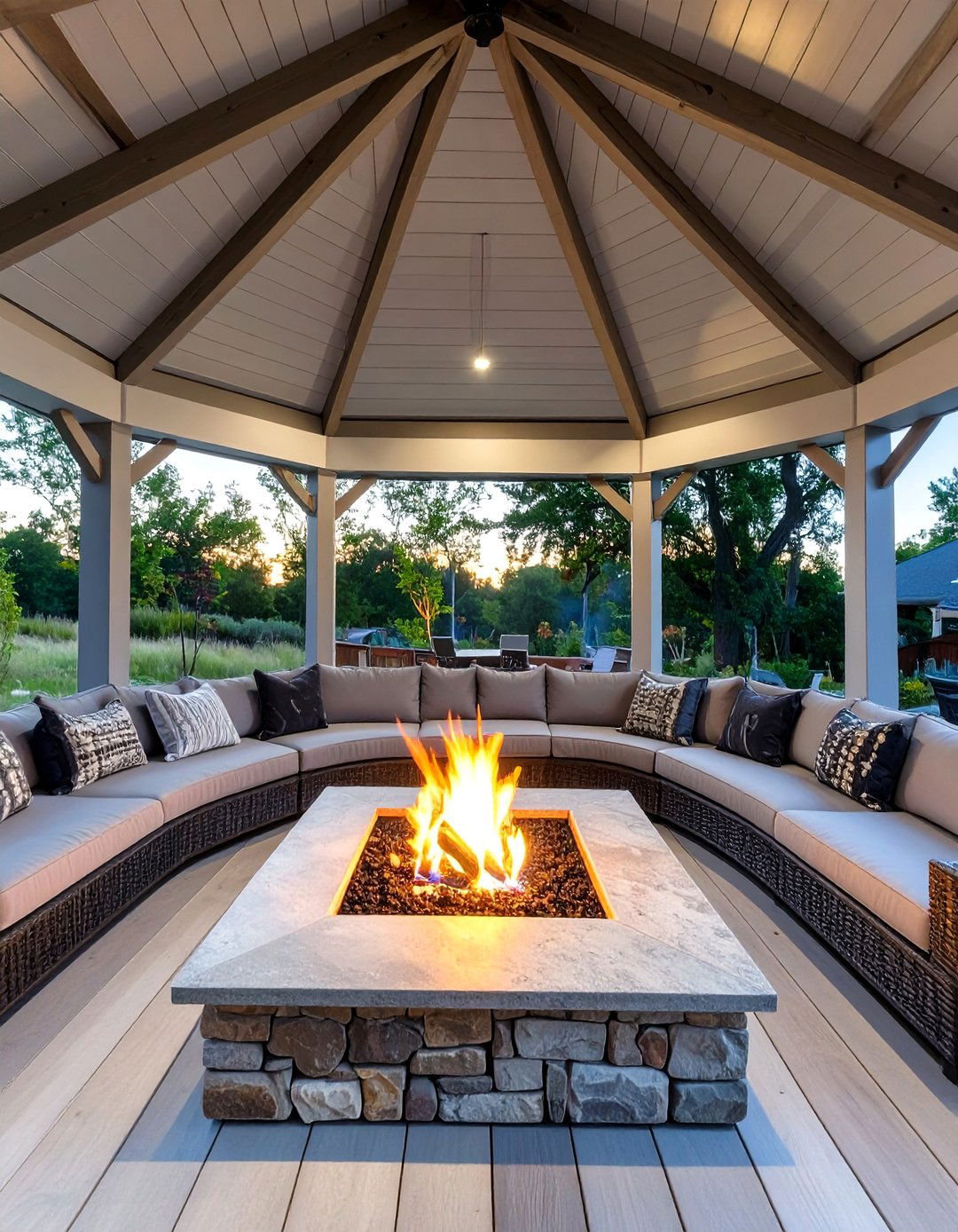 Deck Gazebo with a Fire Pit - 30 deck gazebo ideas
